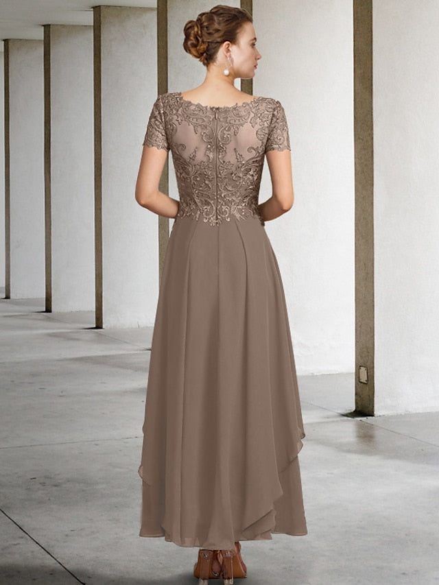 V Neck A Line Princess Gown For Mother Of The Bride Ankle Length