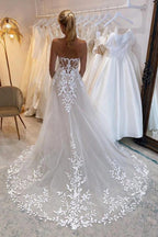 A-line Off-the-Shoulder Wedding Dresses With Lace Appliques Bridal Gown