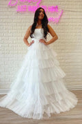 Vestido de Baile Sem Alças com Folhos e Múltiplas Camadas de Tule SYP148