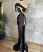 Black Evening Dresses One Shoulder Evening Dresses Black Prom Dresses Y6674