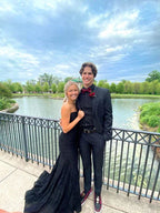 Strapless Mermaid Black Lace Long Prom Dresses with High Slit Mermaid Black Formal Graduation Evening Dresses Y4782