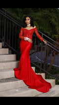 Vestido de fiesta rojo elegante con corte sirena Vestido de noche rojo Y5694