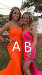 Elegant Orange Mermaid Prom Dress Chic Evening Dress Y5402