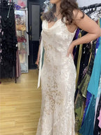 Vestido de fiesta largo de sirena con estampado satinado único Y8307