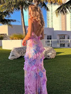 Robe de bal romantique en mousseline à bretelles spaghetti et col en V, robe de soirée charmante Y2306