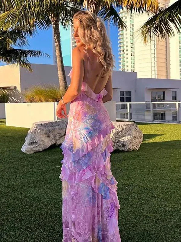 Robe de bal romantique en mousseline à bretelles spaghetti et col en V, robe de soirée charmante Y2306