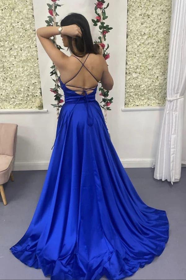 Vestido de Cerimónia Azul Real com Fenda SYP4