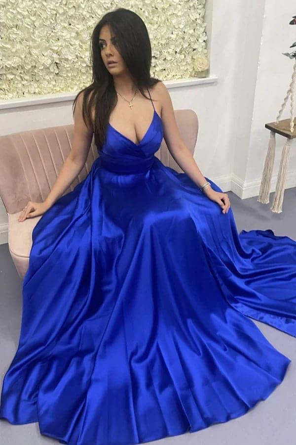 Vestido de Cerimónia Azul Real com Fenda SYP4