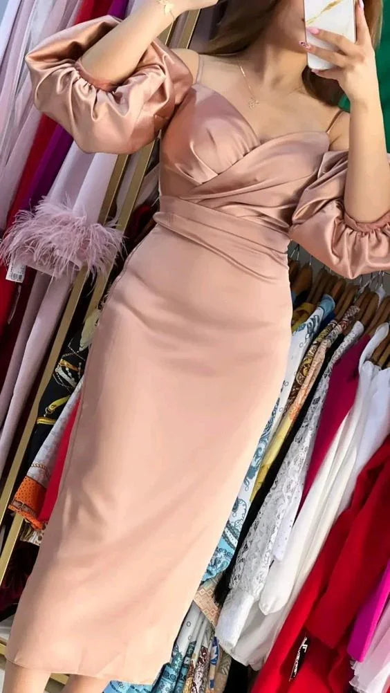 Vestido de Noite com Alças Finas Vestido de Baile Vestido de Festa Y5578