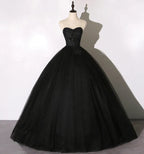 Black lace long ball gown dress A line formal dress Y1295