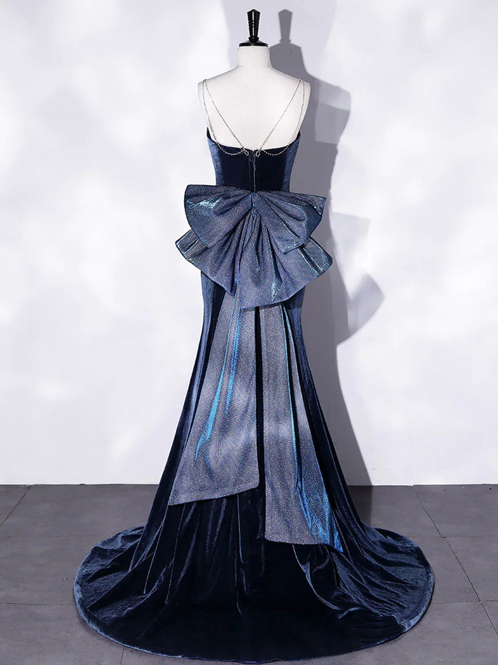 Vestidos de baile longos de veludo azul sereia vestido de noite longo de veludo azul Y4387
