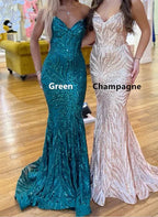 Wunderschönes Abendkleid mit Spaghettiträgern, Meerjungfrauenform, lang, Ballkleid Y7886