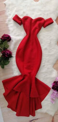 Vestido de fiesta rojo con escote corazón y corte sirena Vestido de noche rojo Y6044