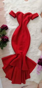 Vestido de fiesta rojo con escote corazón y corte sirena Vestido de noche rojo Y6044