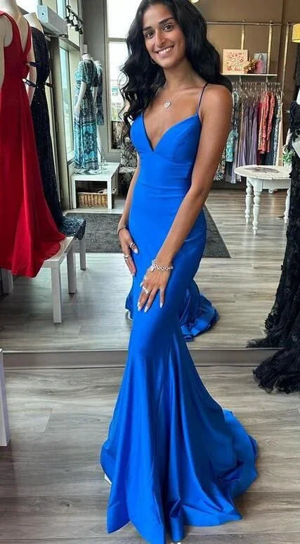 Vestido Longo de Baile Elegante Azul Real Sereia Vestido de Noite Y7228