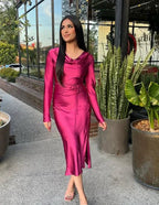 Vestido Comprido Modesto para Convidada de Casamento Vestido de Noite da Moda Y4519
