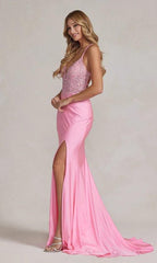 Vestido de Baile Cor-de-Rosa com Corpete de Renda SYP56
