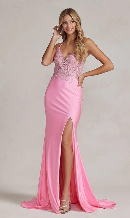 Vestido de Baile Cor-de-Rosa com Corpete de Renda SYP56