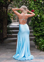 Criss Cross Back Prom Dress with Slit SYP17