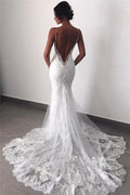 Vestidos de Noiva Renda Sereia Vestido de Noiva Sexy com Alças Finas