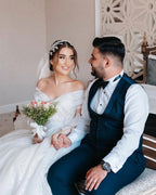 Elegant Long White A Line Off The Shoulder Sleeveless Wedding Dress With Lace