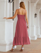Numbersea Vestido de Dama de Honra em Chiffon com Alças Finas, Comprimento ao Tornozelo, Formal, Corte em A, para Cocktail e Festa de Regresso a Casa para Jovens SEA28028