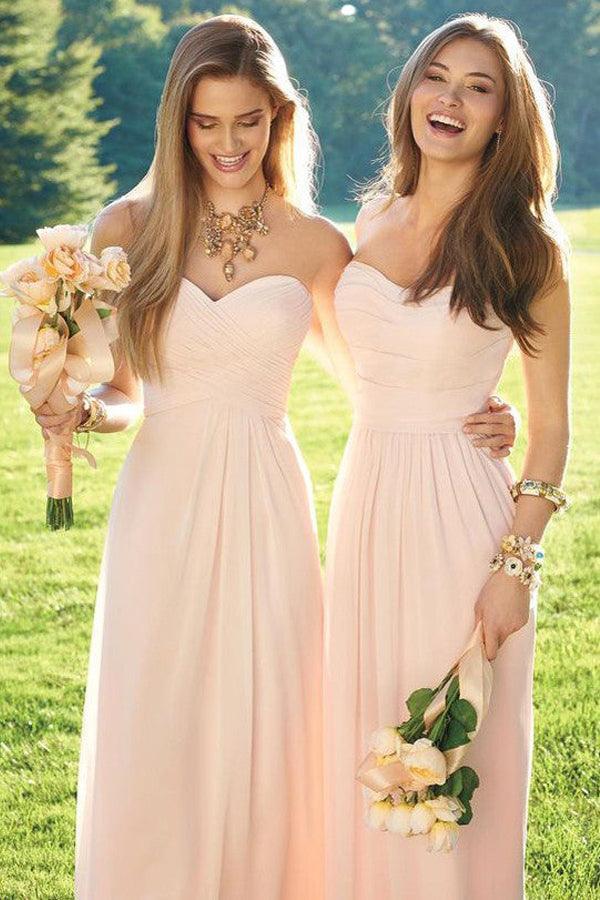 Blush Pink Chiffon Bridesmaid Dresses Vintage Bridesmaid Gowns BD088