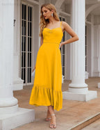 Numbersea Vestido de Dama de Honra em Chiffon com Alças Finas, Comprimento ao Tornozelo, Formal, Corte em A, para Cocktail e Festa de Regresso a Casa para Jovens SEA28028