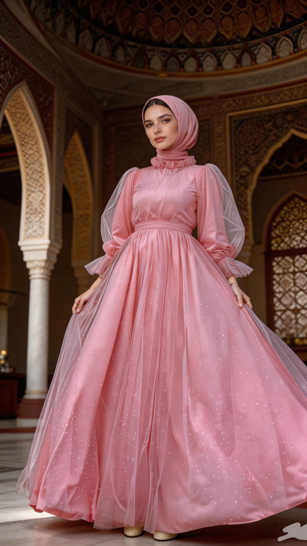 Pink tulle long prom dress pink tulle evening dress Y6325 by simplepromdress