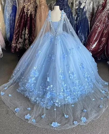 Vestido Rosa Dulce 16, Vestido de Gala Rosa con Flores 3D, Vestido de Princesa Rosa Y2337
