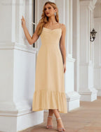 Numbersea Vestido de Dama de Honra em Chiffon com Alças Finas, Comprimento ao Tornozelo, Formal, Corte em A, para Cocktail e Festa de Regresso a Casa para Jovens SEA28028