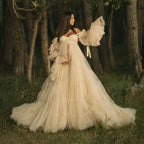 Vestido de tule pregueado para grávidas, vestido para fotografia de grávidas, vestido para chá de bebé