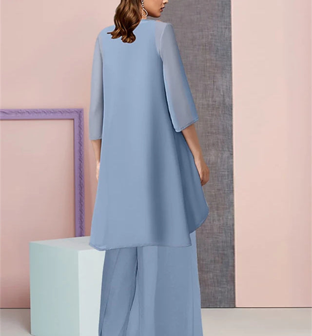Elegant Mother of the Bride Jacket and Pantsuit in Chiffon