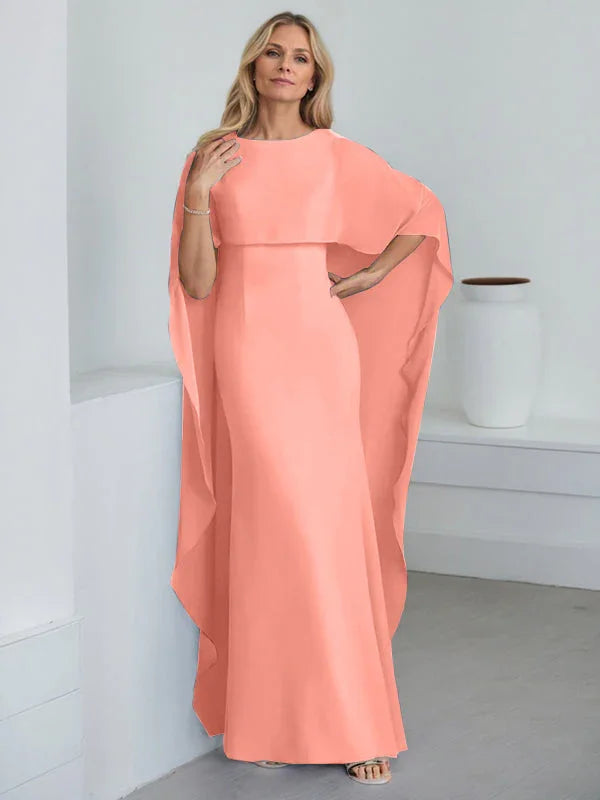Vestido de madrina de novia de gasa largo hasta el suelo con corte recto y volantes en cascada