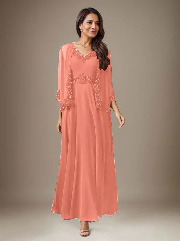 Abito a linea A in chiffon con paillettes color prugna