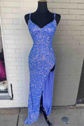Vestido de Baile Periwinkle com Fenda Alta SYP113