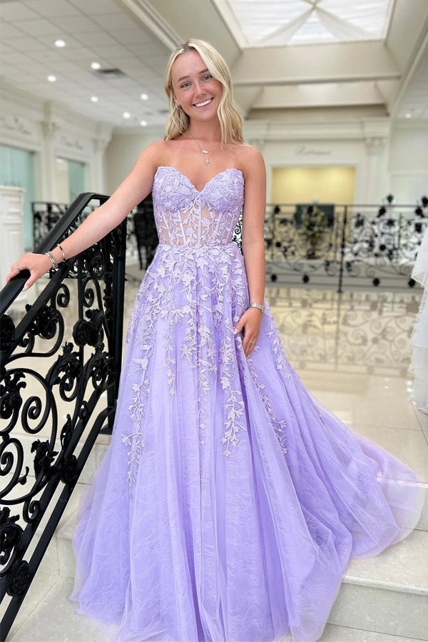 Cute A Line Sweetheart Tulle Prom Dresses Formal Gowns