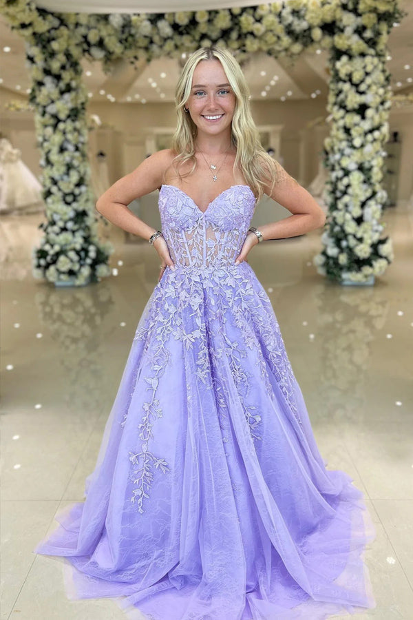 Cute A Line Sweetheart Tulle Prom Dresses Formal Gowns