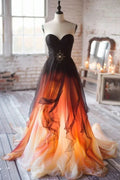 Robe de bal longue unique sans bretelles en tulle et mousseline coupe trapèze Y8384