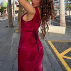 Vestido de noite elegante com decote em V profundo e estampa floral Vestido de baile Y4548