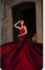 Merveilleuse robe longue rouge de bal sans manches robe de soirée Y308