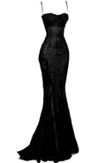Vestido de noche sirena elegante de encaje negro sexy Vestido de gala distinguido Y7836