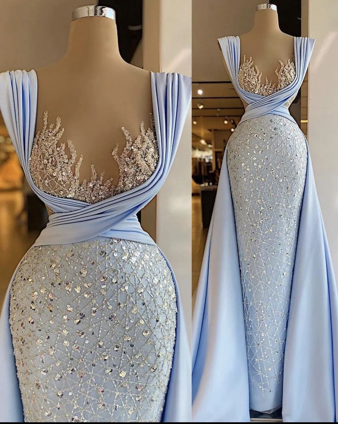 Vestido de fiesta elegante y lujoso con lentejuelas, sin mangas, vestido de noche largo hasta el suelo Y4364
