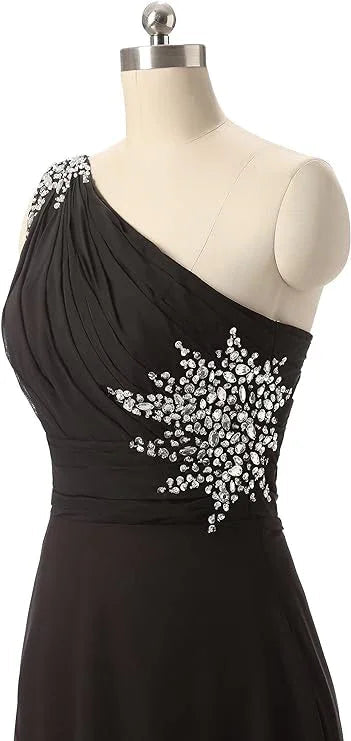 Ein-Schulter-Ombré-Lange-Abendkleider Chiffon Hochzeitsfeier Kleider Y1825