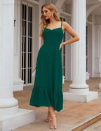 Numbersea Vestido de Dama de Honra em Chiffon com Alças Finas, Comprimento ao Tornozelo, Formal, Corte em A, para Cocktail e Festa de Regresso a Casa para Jovens SEA28028