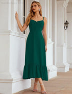 Numbersea Vestido de Dama de Honra em Chiffon com Alças Finas, Comprimento ao Tornozelo, Formal, Corte em A, para Cocktail e Festa de Regresso a Casa para Jovens SEA28028