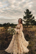 Detachable Sleeves Sweetheart Neckline Sequin Lace A-line Wedding
