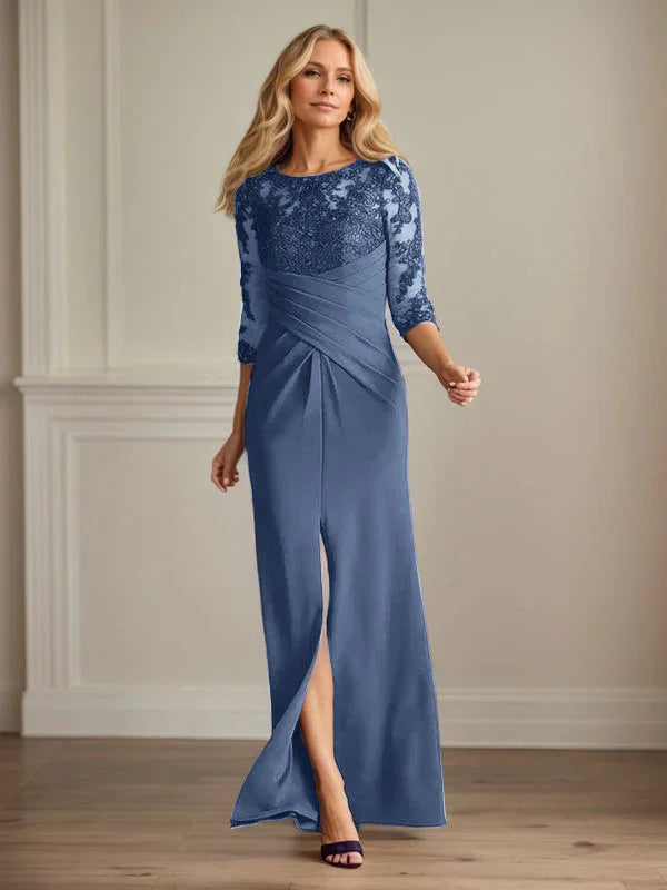 Abito da madre della sposa in crepe elasticizzato con fodera in pizzo color prugna