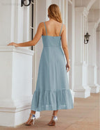Numbersea Vestido de Dama de Honra em Chiffon com Alças Finas, Comprimento ao Tornozelo, Formal, Corte em A, para Cocktail e Festa de Regresso a Casa para Jovens SEA28028