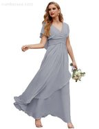 Chiffon Bridesmaid Dresses Long Formal Evening Prom Mother of The Bride Dress with Flutter Sleeve SEA28040